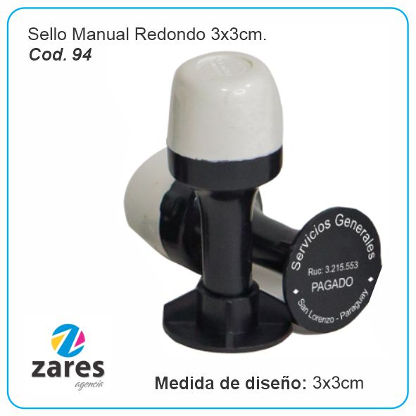 Sello Manual Redondo 3x3cm. -PPV091